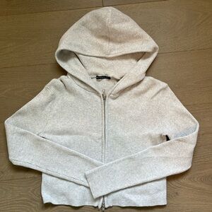 Brandy Melville grey hooded cropped zip up